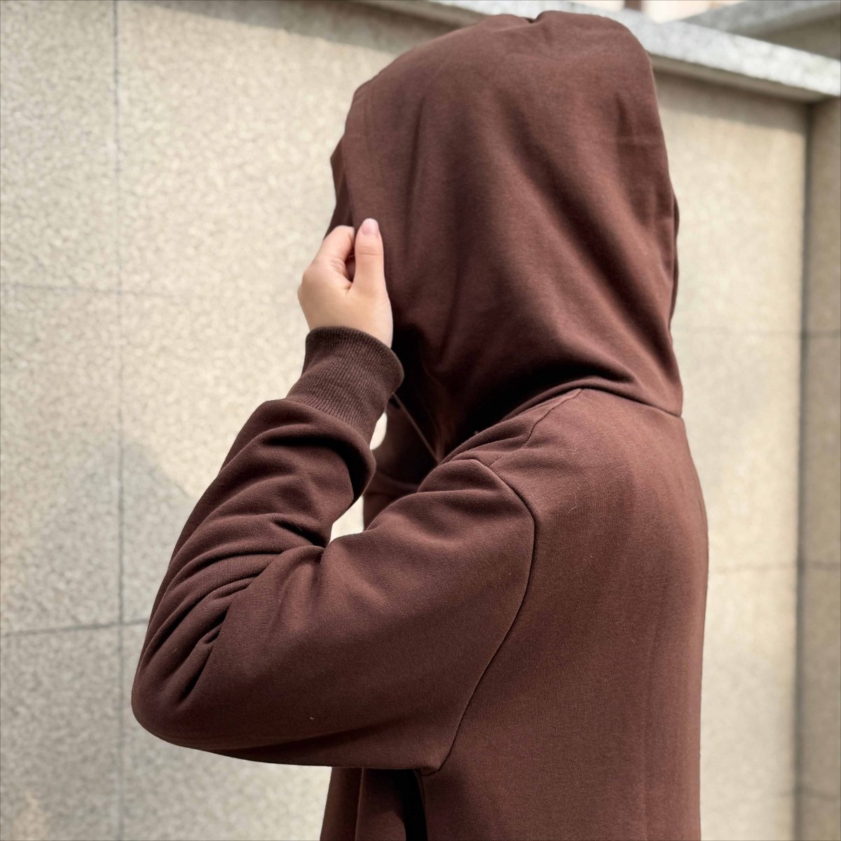 French Terry Hoodie Abaya With Pockets  (MA340)